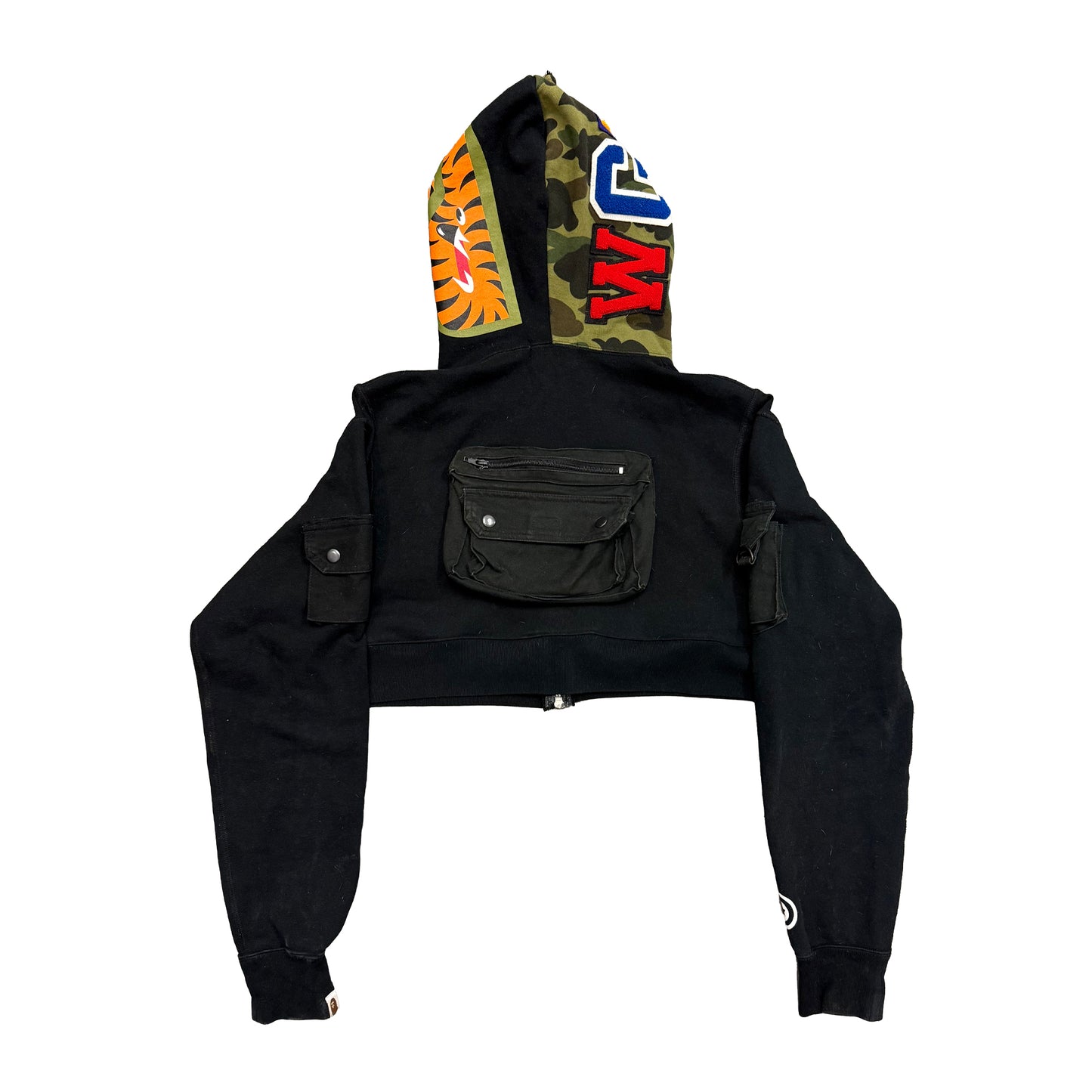 CUSTOM CROPPED ZIP UP HOODIE "COMBAT APE"