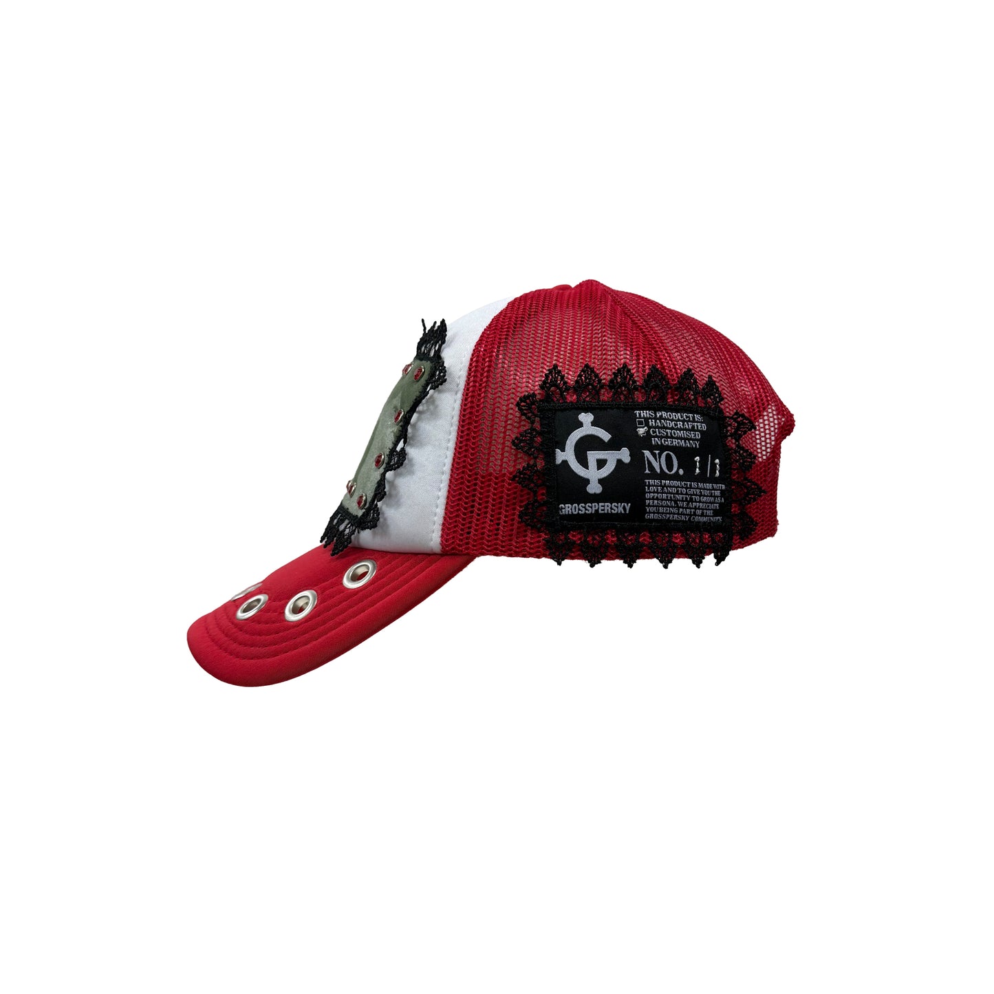 CUSTOM LACE TRUCKER CAP "RUBY"