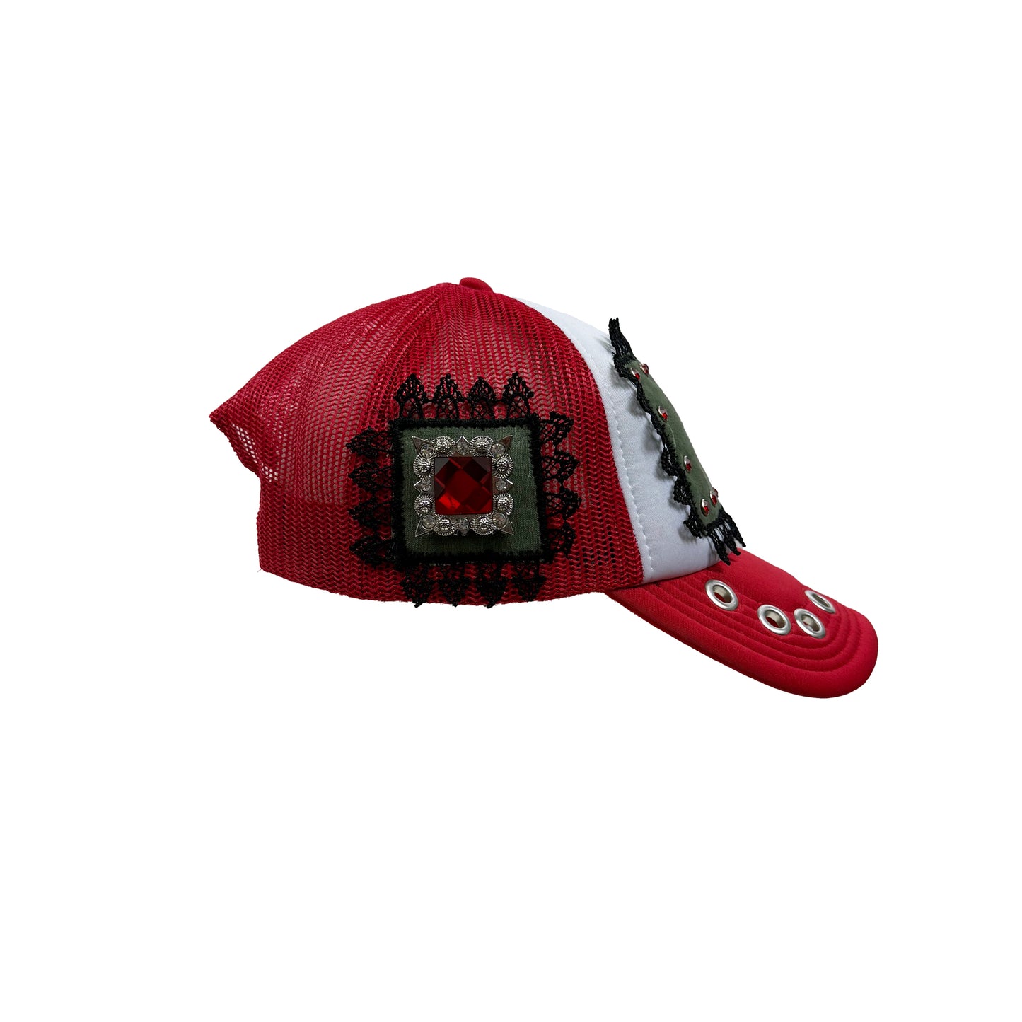 CUSTOM LACE TRUCKER CAP "RUBY"
